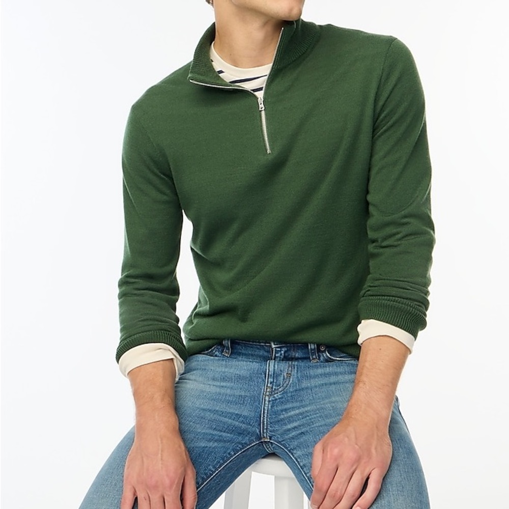 NEW / J.crew factory Machine-washable merino wool-blend half-zip sweater